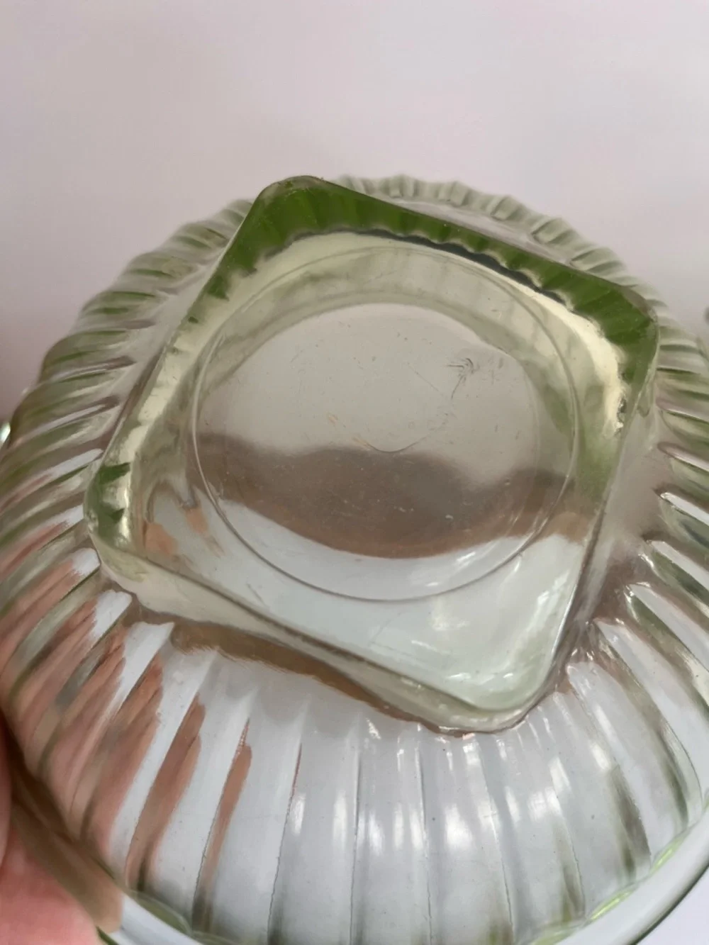 Hazel Atlas Uranium Vaseline Glass Mixing Bowls set two